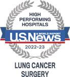 U.S. News High Performing Hospitals badge for Lung Cancer Surgery